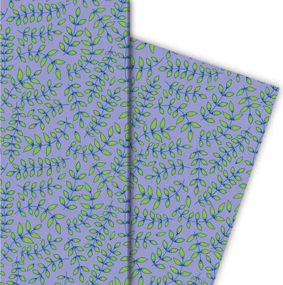 Produktbild von Elegantes Geschenkpapier mit zartem Laub Muster in lila - G6303, 32 x 48cm
