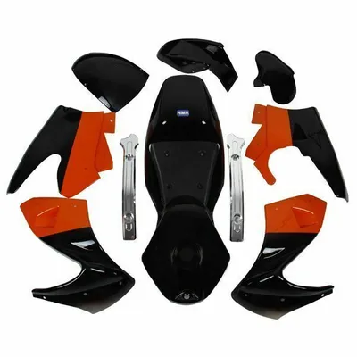 Produktbild von Verkleidung Set komplett schwarz / orange Pocket Bike HMParts