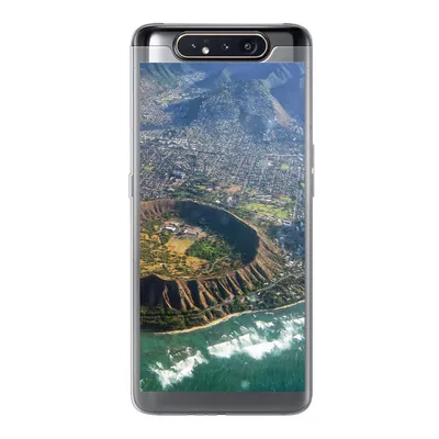 Produktbild von MuchoWow® Handyhülle Schutzhülle Hülle für Samsung Galaxy A80 Ein Luftbild von Honolulu und einem erloschenen Krater auf Hawaii Silikon Softcase Handy Hülle - Schutzdeckel