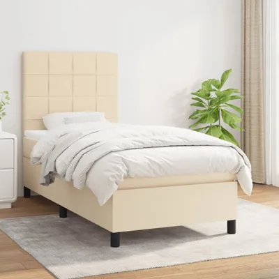 Produktbild von The Living Store Boxspringbett mit Matratze Creme 80x200 cm Stoff