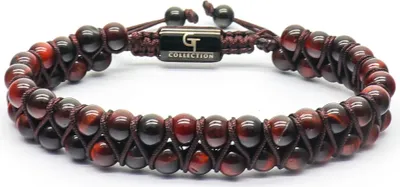 Produktbild von GT Collection | Double Bead Armband Herren mit Energie Steine, mit Verstellabarer Kordel und Geschenkschachtel