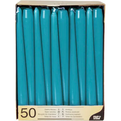 Obrázek produktu pro Papstar Leuchterkerzen türkis 22x250 mm 50 Stück