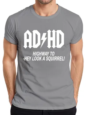 Productafbeelding van ADHD: "Kijk, een eekhoorn!" Grappig heren T-shirt, kleur grijs, maat XL