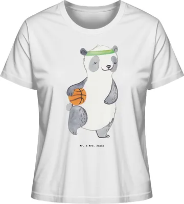 Produktbild von Mr. & Mrs. Panda Damen Oberteil Panda Basketball Größe M - Weiß - Geschenk, Verband, Kurzarmshirt, Shirt, T-Shirt, Basketballplatz, Verein, Basic, Kurzarm
