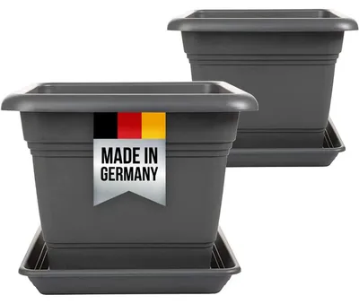Productafbeelding van Set van 2 plantenbakken voor buiten, antracietkleurig, 40 x 40 cm