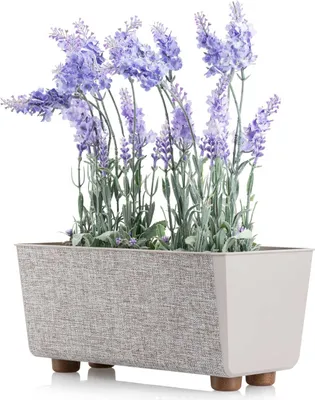 Immagine prodotto di HowHomely | Fioriera Salvia - 28,5 x 17 cm - Taupe - Vasi da fiori, Fioriera elegante con piedi robusti, resistente