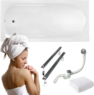 Produktbild von Aqua For You | Badewanne - Besco Badewanne Rechteckig Bona - 140 x 70 Cm - Antibakterielle Beschichtung - Mit Siphon Und Füßen