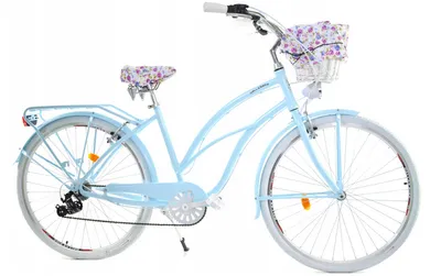 Zdjęcie produktu dla Rower Dallas Cruiser 26" 7spd Lady Alu - niebieski z białym, koszem i wyściółką