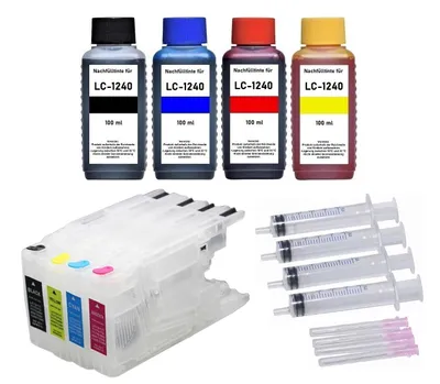 Produktbild von Nachfüllbare Patronen kompatibel mit Brother LC-1280 + 400 ml Nachfülltinte für DCP-J525 J725 J925 MFC-J430 J5910 J625 J6510 J6710 J6910 J825 J835