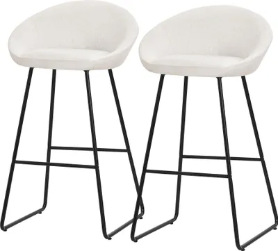 Produktbild von ML-Design  Barhocker 2er Set Beige Stoffbezug 75 cm hoch Gepolsterte Barstühle Metallgestell Rückenlehne & Fußstütze Küchenstühle Bistrohocker