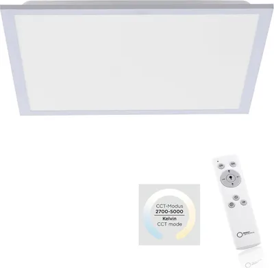 Zdjęcie produktu dla Plafon LED kwadratowy z pilotem FLAT srebrno-biały 22W Odcienie bieli 1960lm aluminium wym:6,6x45,5x45,5cm IP20 Paul Neuhaus