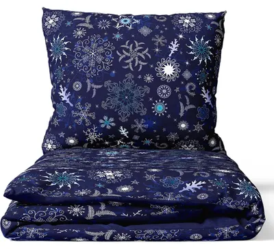 Produktbild von Atmungsaktive hautfreundliche Baumwoll-Bettwäsche Schneeflockenmuster 140x200 / 70x90 cm Reißverschluss wendbar