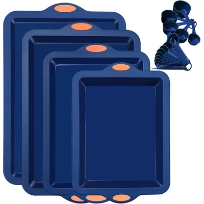 Immagine prodotto di Set di teglie impilabili in silicone 4 pezzi blu navy