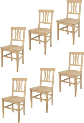 Immagine prodotto di t m c s Tommychairs - Set di 6 sedie ARTEMISIA per cucina e sala da pranzo, struttura robusta in legno di faggio lucidato, non trattato e naturale al 100%, seduta in legno lucidato