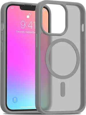Produktbild von Magnetisch Hülle für iPhone 13 Pro, Kompatibel mit MagSafe, Transluzente Matt Rückseite Stoßfeste Handyhülle Grau