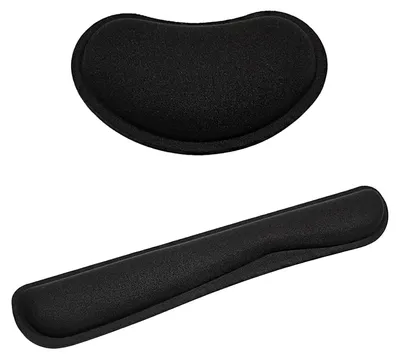 Obrázek produktu pro Podložky na zápěstí – Ergonomické – Podložka na zápěstí pro klávesnici – Podložka na zápěstí pro myš – Podložky pod myš – Úleva od bolesti – Černá, látka/guma, 135 x 80 mm / 460 x 85 mm – Podložka pod klávesnici