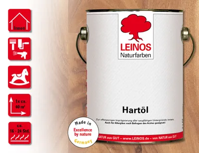 Produktbild von LEINOS Hartöl Farblos 2,5 l – Hartöl für Holz innen, wasserabweisend