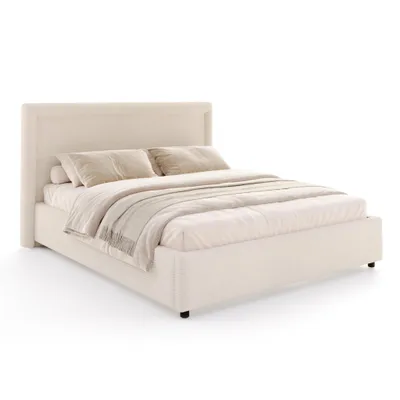 Produktbild von FDM Bett BUSCA Cord  120x200 cm Polsterbett mit Lattenrost aus Metall Bettkasten Stauraumbett Samt creme