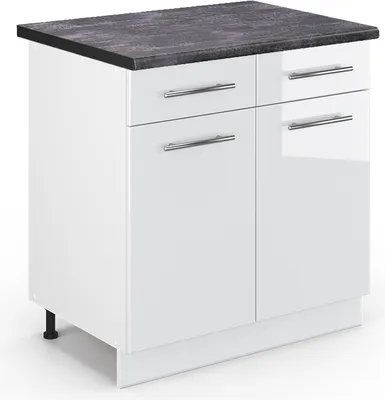 Produktbild von Küchenunterschrank Vicco Fame-Line Weiß Hochglanz 80 cm , AP Anthrazit, Model 45624