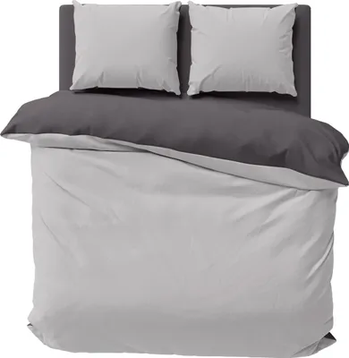 Produktbild von Wendebettwäsche 200x220 cm grau anthrazit Uni Doppelbett Doubleface Mikrofaser