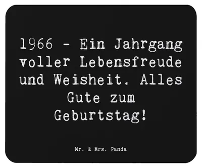Produktbild von Mr. & Mrs. Panda Mousepad Spruch 1966 Geburtstag - Schwarz - Geschenk, Lebensfreude, laptop, Jubiläum, Mauspad, pc, Alter, Happy Birthday, Mouse Pad, Erinnerungen