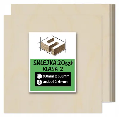 Productafbeelding van Vierkante berkenmultiplexplaten voor lasergraveren en lasersnijden – CNC-frezen, modelbouw, figuurzagen, houtbranden, beschilderen, decoupage en knutselen – kwaliteit 2 – 30 × 30 cm (300 × 300 mm) – 4 mm – 20 stuks