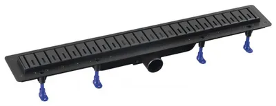 Produktbild von Polysan KLAVER Bodenrinne mit Rost aus Edelstahl, L-910, DN50, Schwarz matt