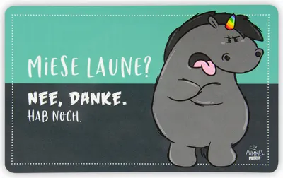 Produktbild von Pummel & Friends Brettchen Grummeleinhorn – Miese Laune? Nee, danke. Hab noch. Frühstücksbrettchen aus Resopal
