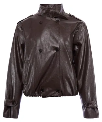 Produktbild von Damen Jacke mit Stehkragen und doppelreihiger Knopfleiste, braun, Größe S
