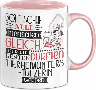 Produktbild von Tierheimunterstützerin Geschenk Becher Tasse Gott Schuf Alle Menschen Gleich Nur Die Besten Durfeten Tierheimunterstützerin Werden Geschenkidee Lustig (Rosa)