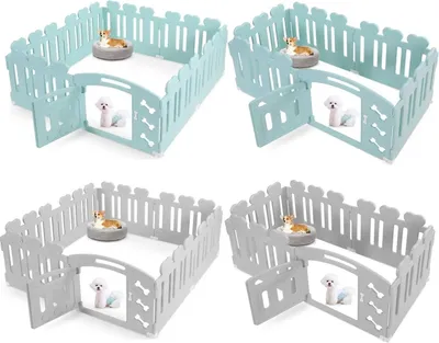 Obrázok produktu pre Ohrádka pre šteňatá/psy - S uzamykateľnými dvierkami - Výška 60 cm - Plast - Vnútorné/ vonkajšie - Veľkosť S - Svetlosivá