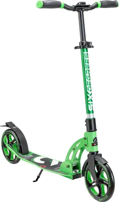 Image de SIX DEGREES Aluminium Scooter avec mécanisme de pliage et béquille, 205 mm, hauteur réglable, GS-approuvé, vert clair, VAINQUEUR DU TEST