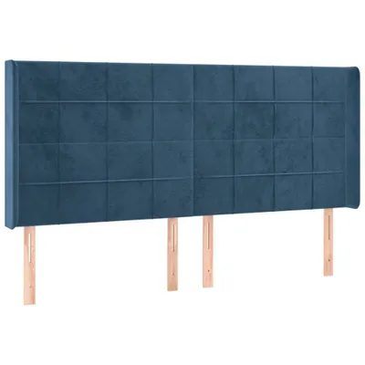 Produktbild von Kopfteil mit Ohren Dunkelblau 203x16x118/128 cm Samt