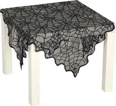 Produktbild von Schwarze Spinnweben Spitzen Tischdecke 100x75cm