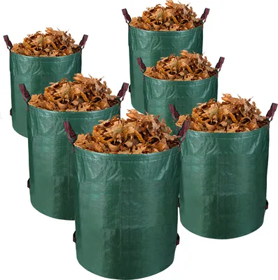Produktbild von EINFEBEN 6X Gartenabfallsäcke Laubsack XXL Rasen Gartensack 3 Griffe 272L Wasserfest