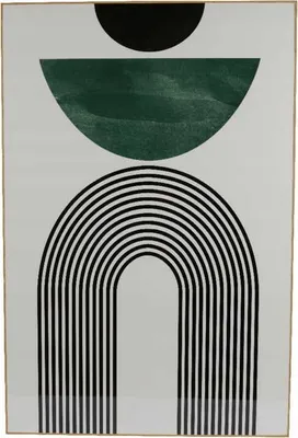 Image de Peinture dans les tons verts et noirs avec cadre marron MDF 60x90cm