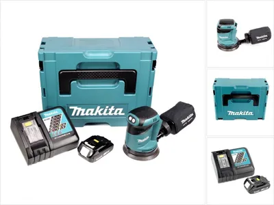 Obrázok produktu pre Akumulátorová 18 V náhodná orbitálna brúska Makita DBO 180 Y1J-D + 1x 1,5 Ah batéria + nabíjačka + Makpac