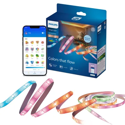 Zdjęcie produktu dla Philips Inteligentna taśma LED RGBIC, 20 m, Type C, Connected by WiZ, Inteligentne światło paska, Wi-Fi/Bluetooth, Biały, Wi-Fi 4 (802.11n), 802.11b, 802.11g, LED, Plastik