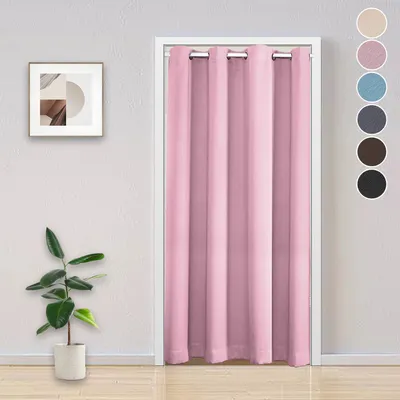 Produktbild von Verdunkelung Türvorhang Thermo Ösen Vorhang Kälteschutz Gardine Raumteiler-Vorhänge, Rosa, 132x203cm