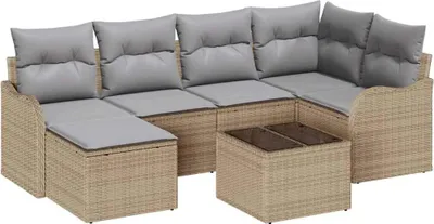 Obrázok produktu pre Súprava záhradných pohoviek 7 pcs béžová a svetlosivá