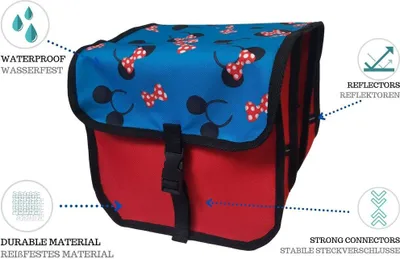 Produktbild von Kinder Fahrradtasche Doppeltasche – Satteltasche für 14-20 Zoll Kinderfahrrad – Gepäckträgertasche, wasserabweisend & leicht 44. Mini - Maus
