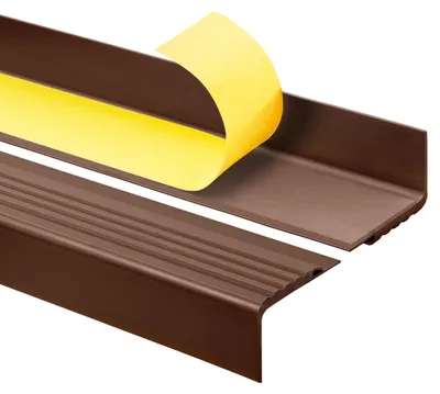 Obrázek produktu pro QUEST Schodová lišta PVC 48x42 mm, 1m, Samolepicí, Protiskluzová schodová hrana, schodový profil, ochrana schodů, PMW, L profil, bronz