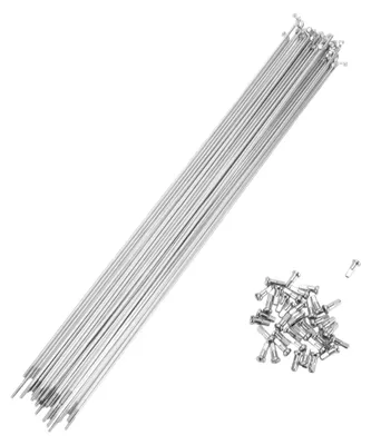 Imagen del producto de Radios de 14G, 285 mm - Juego de radios para bicicleta - Acero al carbono - 36 unidades - Mejora la durabilidad para bicicletas de carreras - Color plateado - Radios para llantas de bicicleta