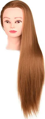 Produktbild von Schaufensterpuppenkopf zum Flechten von Haaren, mit glattem Echthaar, 63,5 cm, professioneller Kosmetik-Puppenkopf für Friseure und Schönheitsschüler