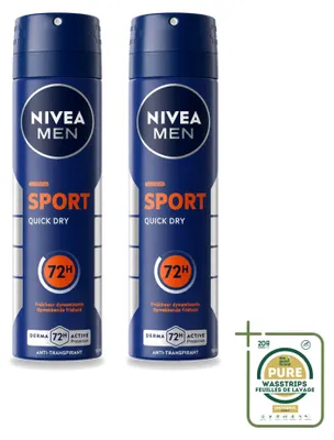 Immagine prodotto di 2 x NIVEA MEN Sport, deodorante antitraspirante spray, 150 ml - confezione risparmio - 2 pezzi