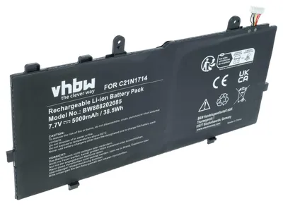 Produktbild von vhbw Akku Ersatz für Asus C21N1714, 0B200-02740000 für Notebook (5000 mAh, 7,7 V, Li-Polymer)