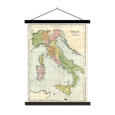 Produktbild von MuchoWow® Textilposter Karte - Italien - Alt 60x80 cm mit schwarzem Rahmen - Plakathalter