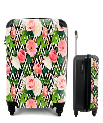 Produktbild von MuchoWow® Koffer Handgepäck Trolley Rollkoffer Kleine Reisekoffer mit 4 Rollen - Blumen - Rosen - Rosa - Cabin Size < 55x40x23 cm & 55x40x20 cm - Fotokoffer - Kabinenkoffer - Boardgepäck - Reise-Box - Reisekoffer - Reisegepäck - Koffer mit Bild - Trolley für Kinder