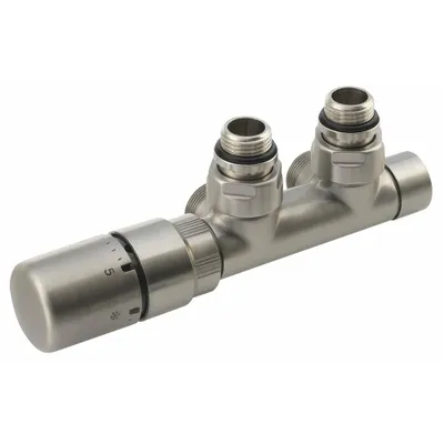 Image de Sapho Twin - Set de robinets thermostatiques pour raccordement central, espacement de 50 mm, gauche, acier inoxydable CP3525S