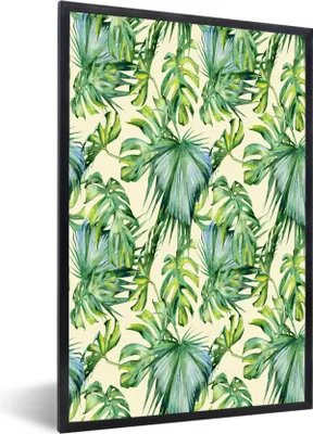 Produktbild von MuchoWow® MuchoWow® Gerahmtes Poster Muster - Vintage - Tropisch 60x90 cm - Poster mit zchwarzem Bilderrahmen - Kunst